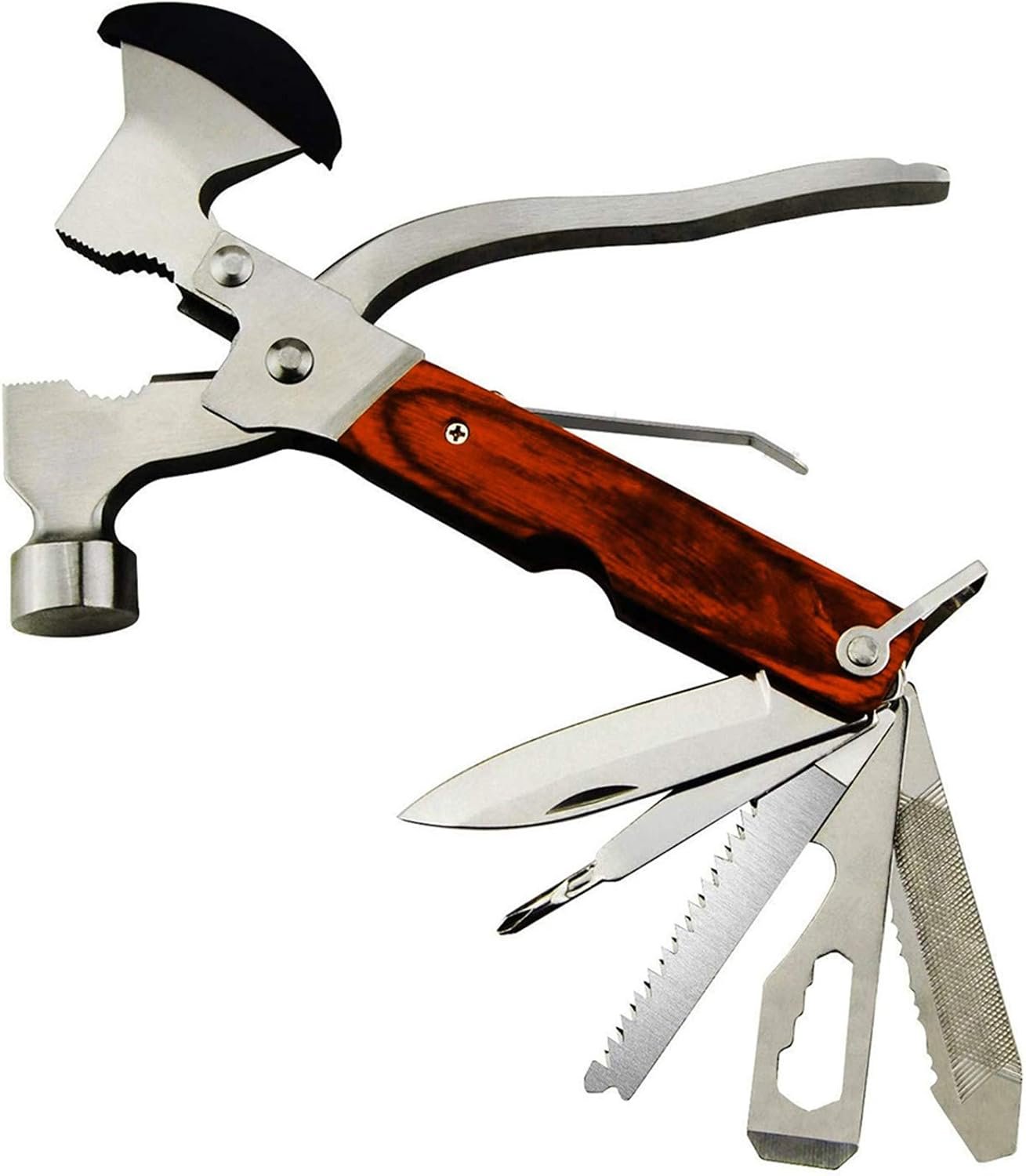 18-in-1 Multitool Camping Axe Hammer, Multi Tool with Plier, Knife, Bottle Opener, Survival Gear for Outdoor Hunting Hiking, Emergency Escape Tool, Fathers Day Gift for Men Dad Husband Boyfriend