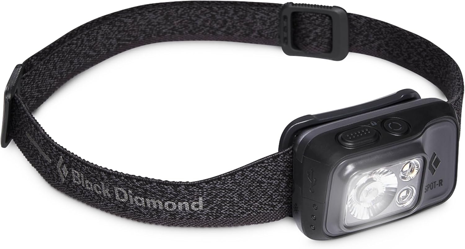 BLACK DIAMOND Spot 400-R Rechargeable Headlamp | 400 Lumens, Dimmable | Micro-USB Charging | Waterproof & Compact | Camping, Hiking, Running | Graphite