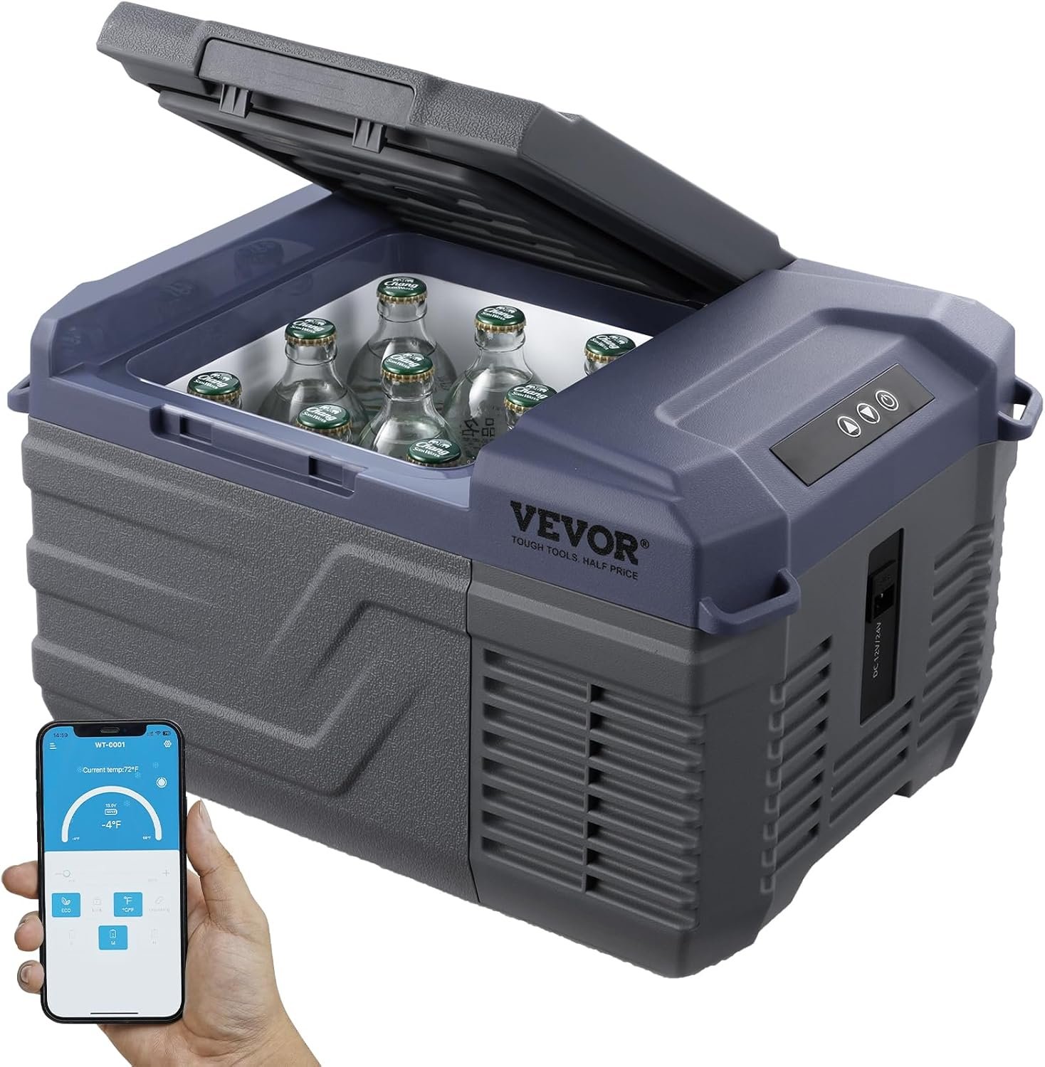 VEVOR Car Refrigerator, 12 Volt Car Refrigerator Fridge, 9 L Single Zone Portable Freezer Cooler, -4℉-68℉ Adjustable Range, 12/24V DC and 100-240V AC Compressor, for Outdoor, Camping, RV