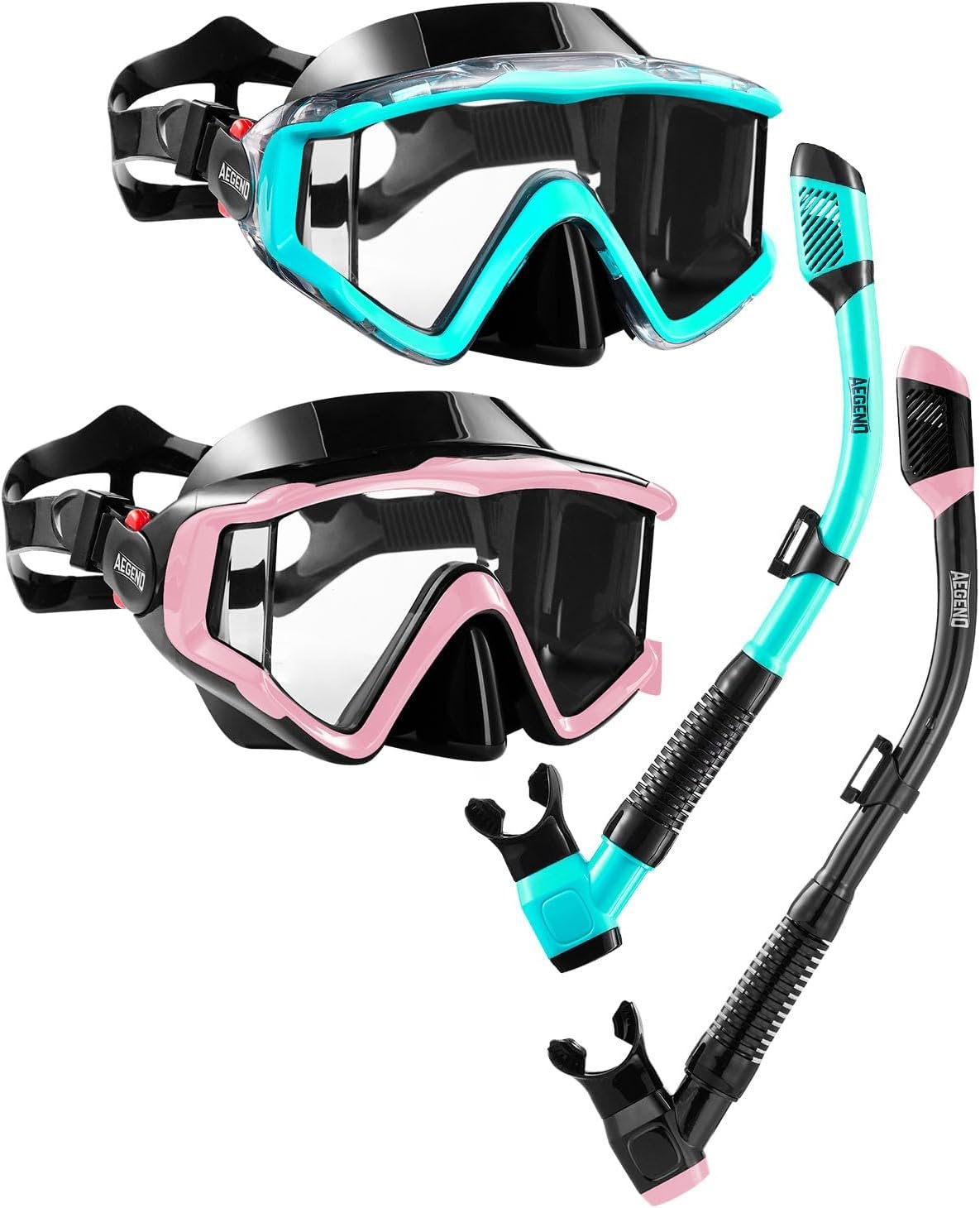 Aegend Snorkeling Gear for Adults Youth Kids, Snorkel Mask with Top Dry Valve – Panoramic View Anti-Leak and Anti-Fog with Mesh Bag for Snorkeling, Scuba Diving, Freediving & Swimming