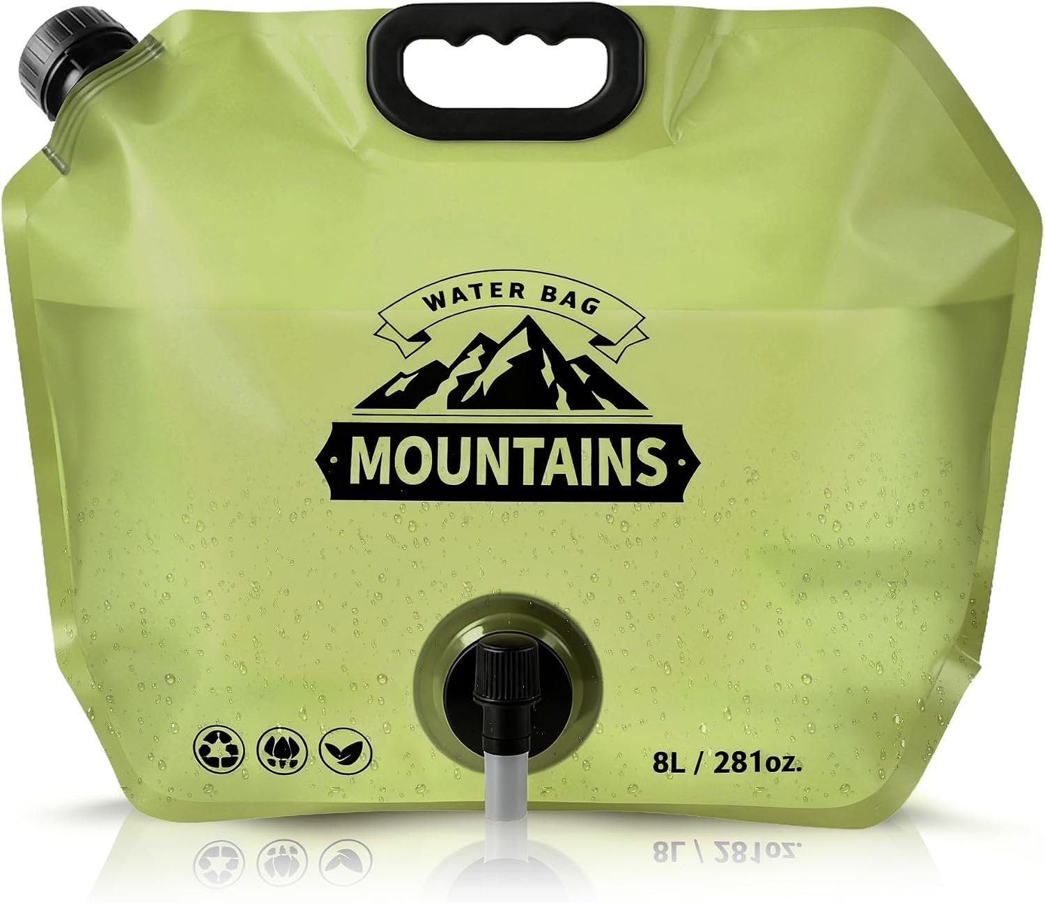 Collapsible Water Container 2 Gallon with Spigot – BPA-Free Foldable Water Jug for Camping, Hiking & Emergency Prep – Leakproof Portable Water Storage Bag for RV, Travel & Outdoor (Green, 1Pack)