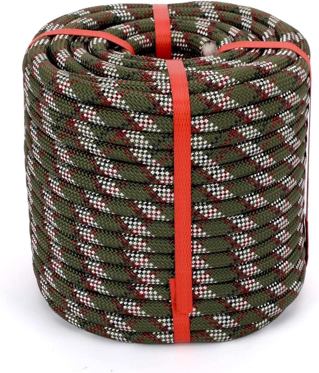 1/2 in x 100Ft Static Polyester Arborist Rope, ASTM F2116 Certified 9000Lbs MBS 48 Strands Bull Rope for Climbing Tree Swing Pulling Sailing