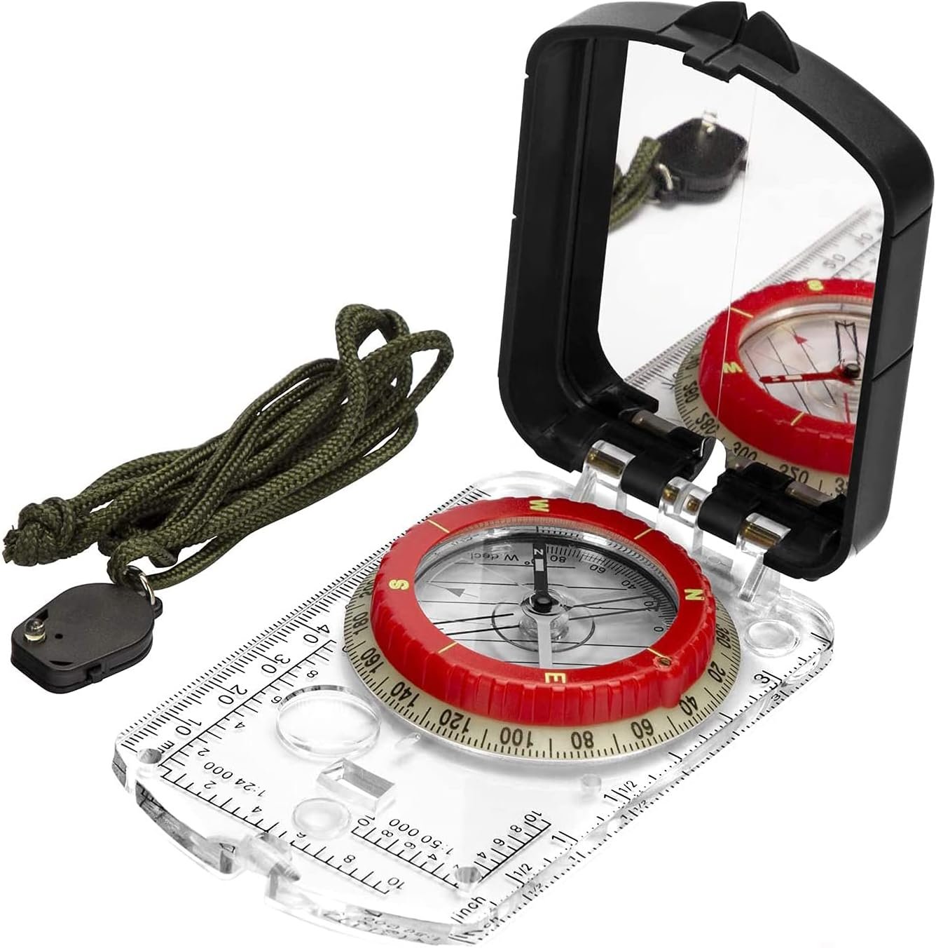 BIJIA Orienteering Map Compass -Sighting Mirror Compass with Adjustable Declination,Clinometer and LED Light for Hiking,Camping,Orienteering,Hunting,Global Mountaineering, Navigating and SAR Training