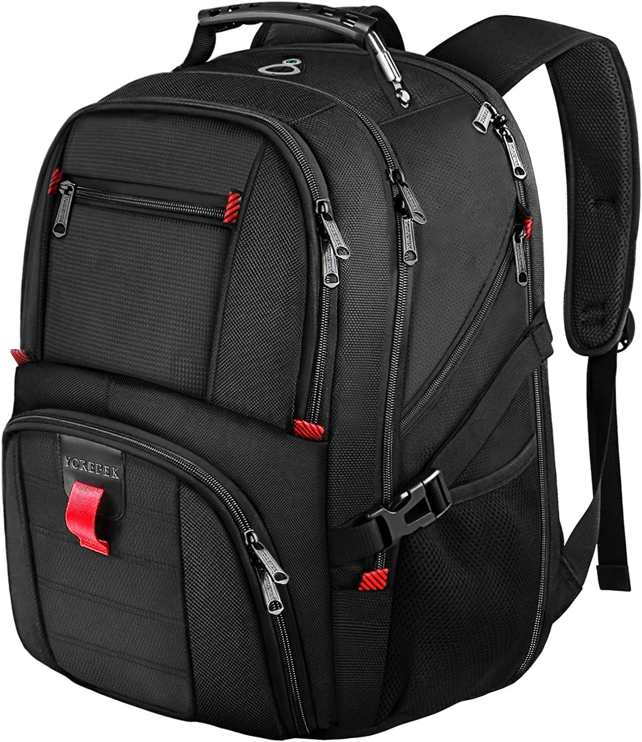 YOREPEK Large Laptop Backpack for Men, Heavy Duty Travel Backpack Carry On Flight Approved, 17 Inch College Work Bookbag, Water Resistant Business Backpack for Men Women, mochilas para hombres