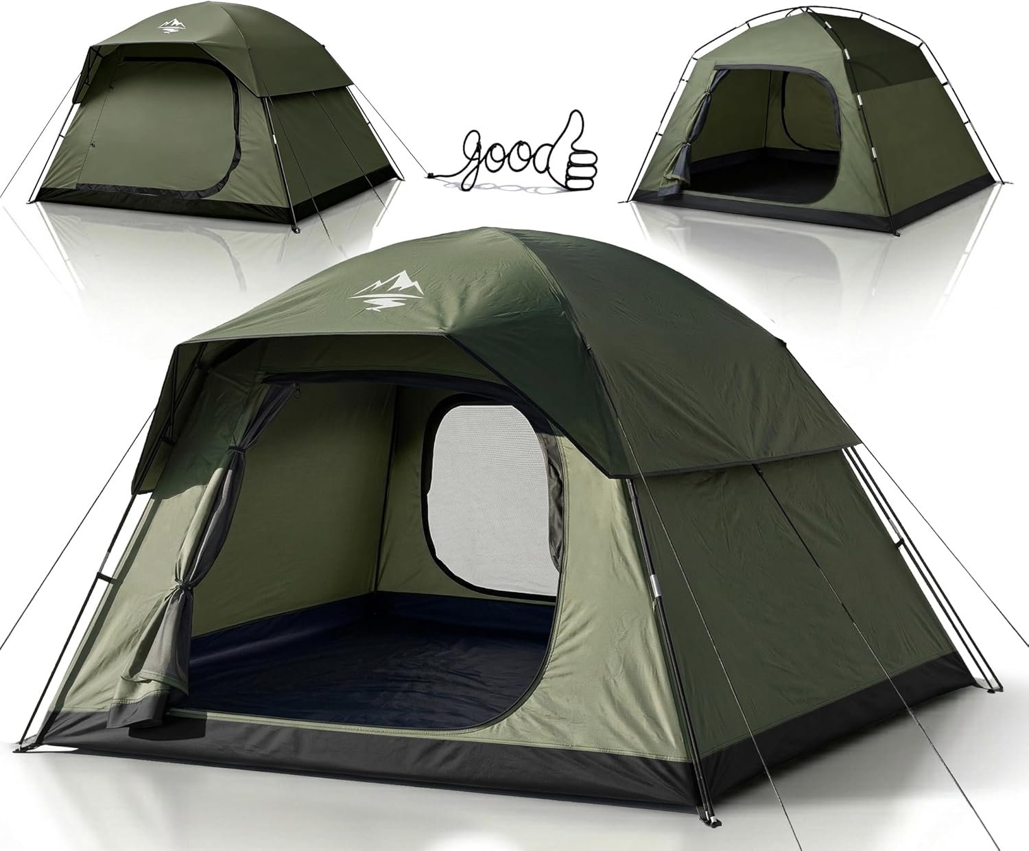 Purebox Tent 4 Person Camping Tents – Double Layer with 2 Doors & Rainfly, Portable Waterproof & Windproof Tents, Large Mesh Ventilation, Easy Setup Family Tent for Camping, Hiking and Backpacking