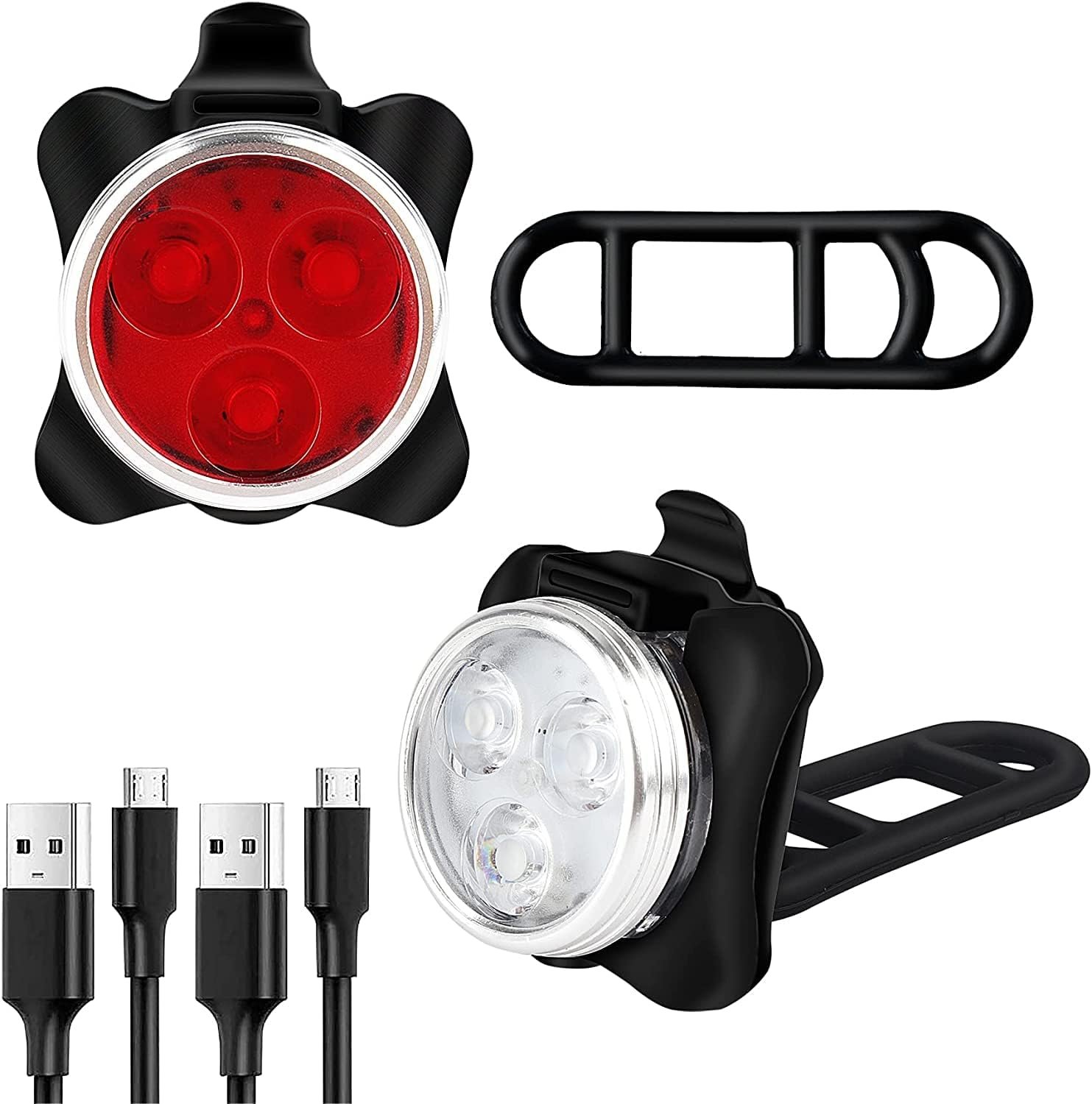 Rechargeable LED Bike Light Sets, Super Bright Front Headlights and Rear LED Bicycle Lights, 650mah Lithium Batteries
