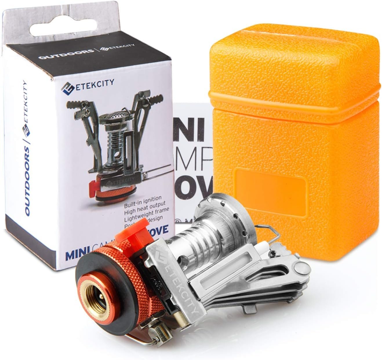 Etekcity Ultralight Portable Outdoor Backpacking Camping Stove with Piezo Ignition (Orange, 1 Pack)