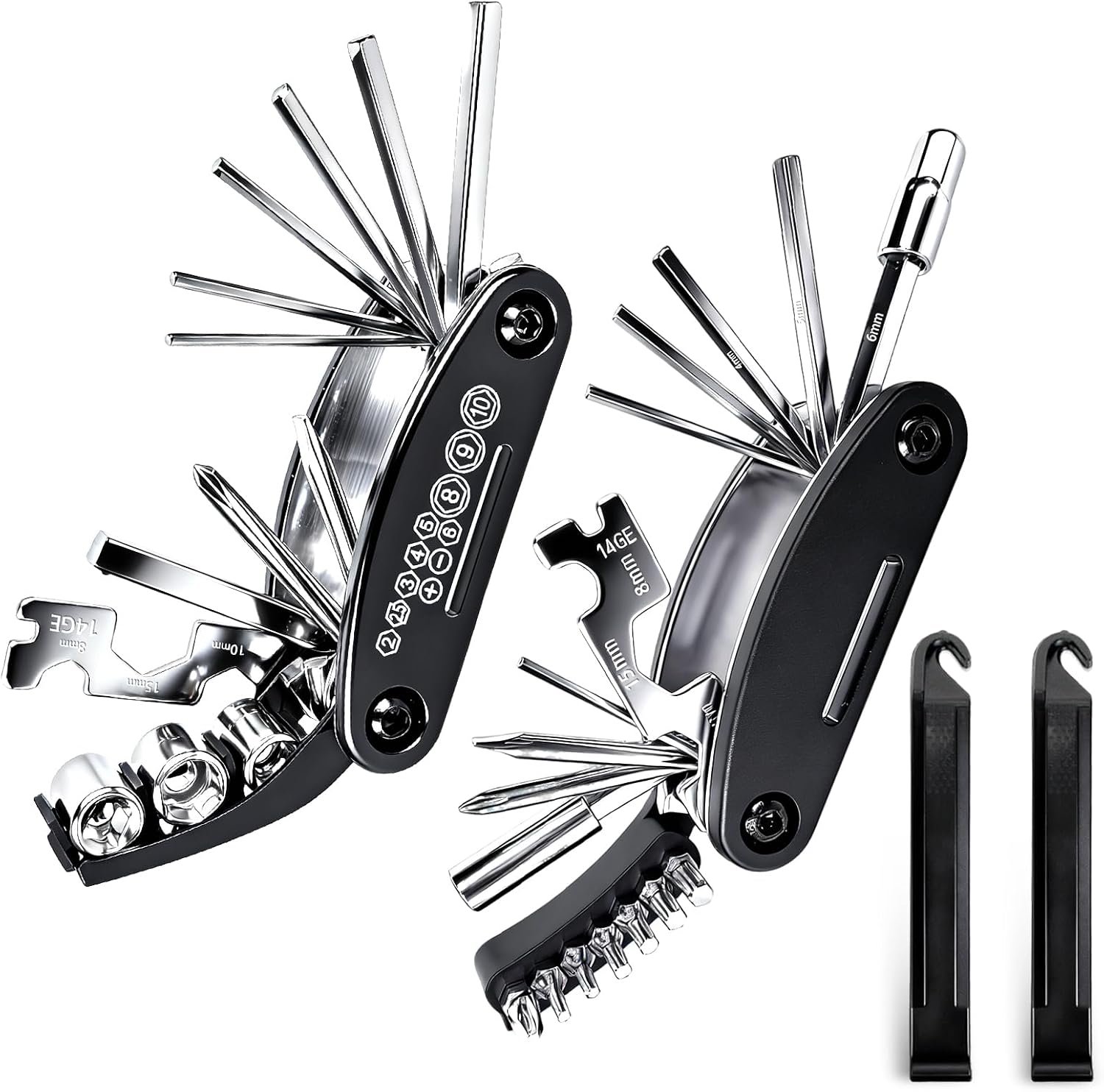 16-in-1 Bike Multi Tool Kit, Compact Portable Bicycle Repair Kit with Hex Keys, Screwdrivers, Socket Wrench & Tire Levers, for Emergency Fixes On The Go, MTB, Road Bike Maintenance