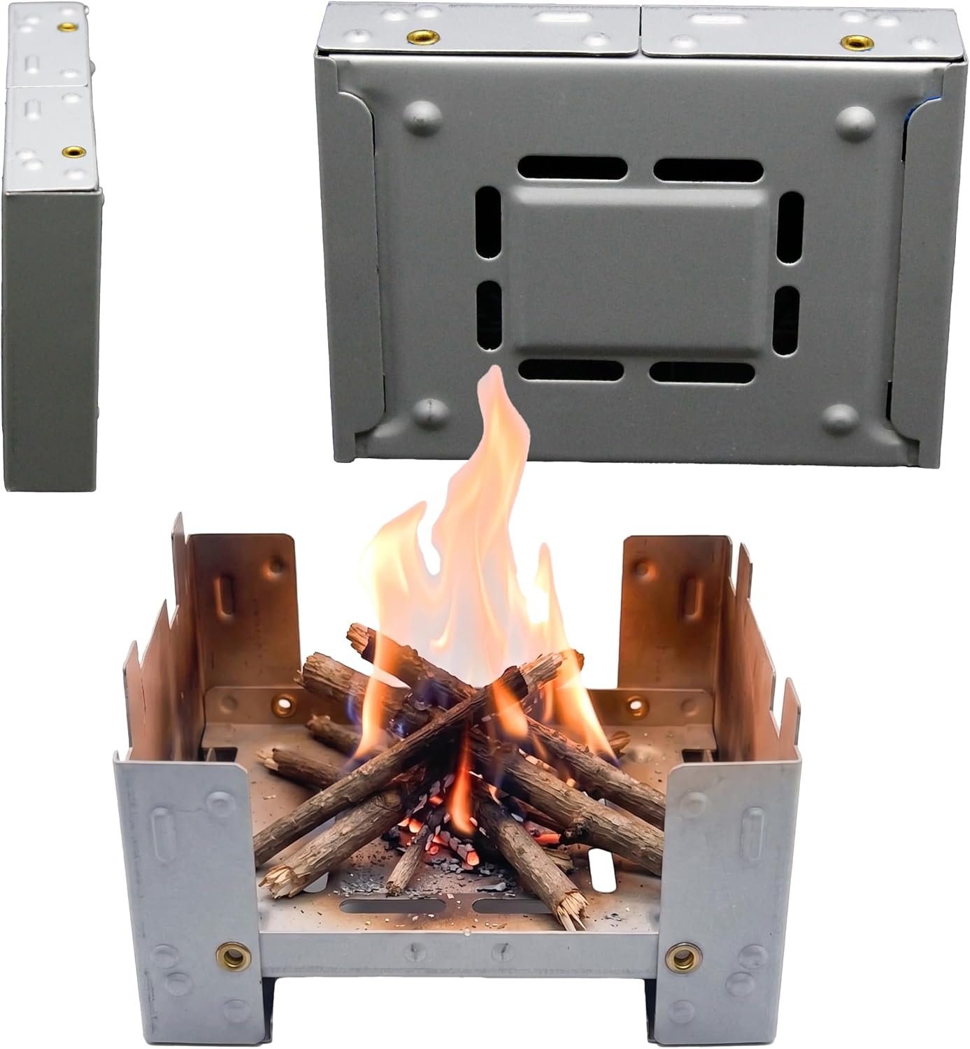 Mini Pocket Stove – Foldable German Style Emergency Furnace, Lightweight Portable Camp Stove for Backpacking, Snow Camping, Survival, Outdoor Cooking (Standard (Stove Body Only))