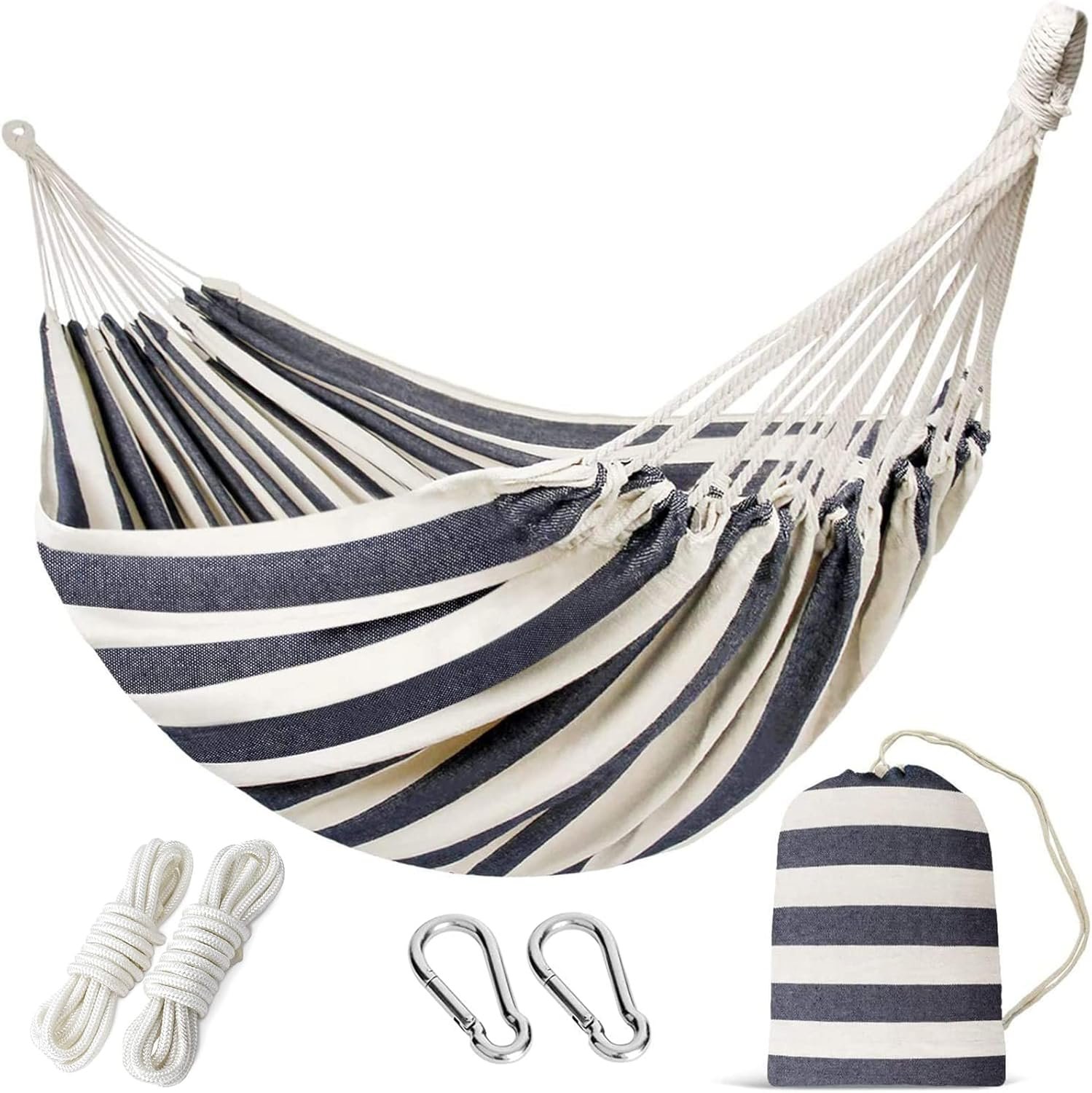 INNO STAGE Double Hammock with Tree Straps – Extra Large 2 Persons Hammock Portable Hanging Camping Bed for Patio, Backyard, Porch, Outdoor and Indoor Use – Soft Canvas Hammock with Carrying Bag