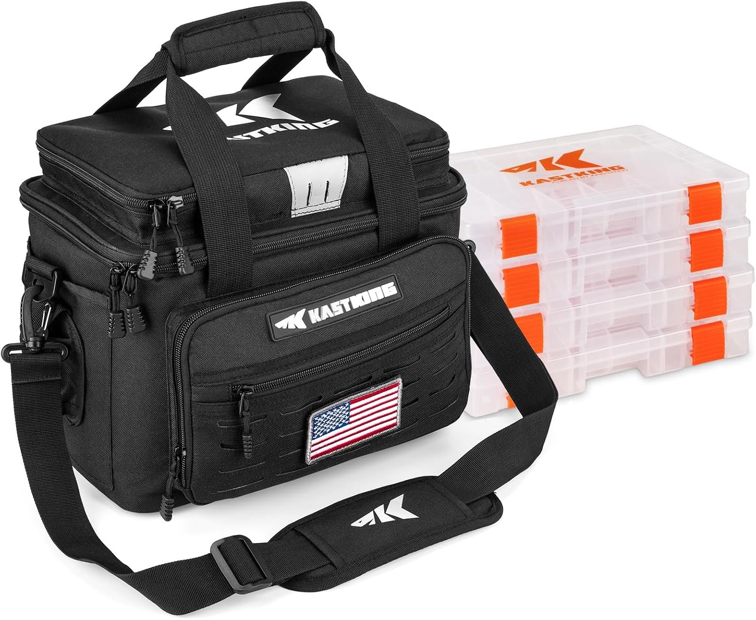 KastKing Karryall Fishing Tackle Bags with 4 * 3600 Tackle Trays – Saltwater & Freshwater Fishing Gear Storage