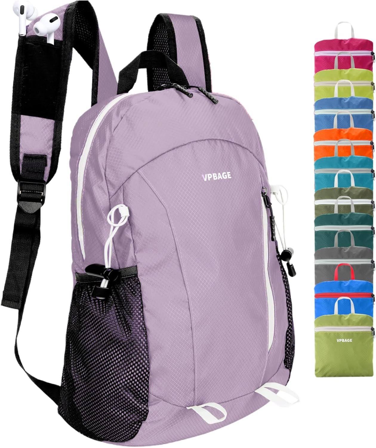 VPBAGE 15L Water-resistant Hiking Daypack for Women, Small Backpack Travel Outdoor, Lightweight Day Pack with Tool Loops
