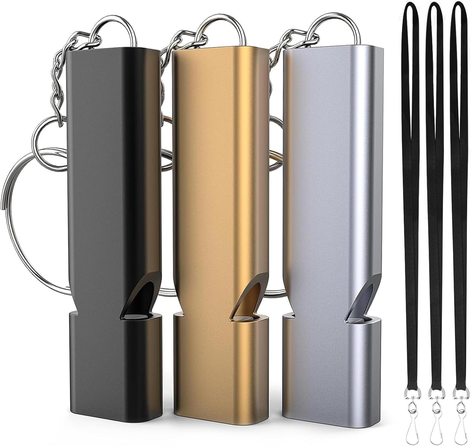Emergency Whistles, 3-Pack Safety Survival Whistles with Lanyard Keychain, Emergency Survival Whistle Loud, Hiking Safety Whistle for Outdoor Hiking Camping Hunting Rescue Lifeguard