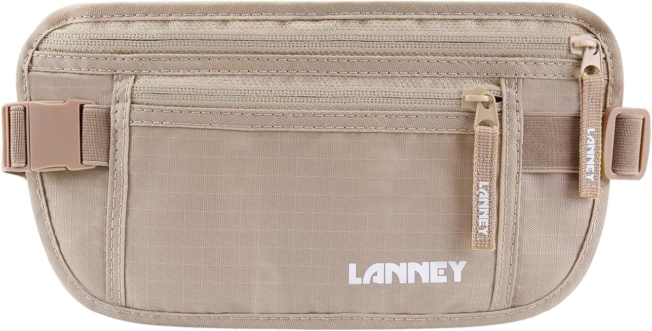 Money Belt for Travel, Slim RFID Blocking Women and Men Hidden Travel Pouch Under Clothes, Passport Holder Protect Cash, Documents, Credit Card, Bonus 2 RFID Sleeves