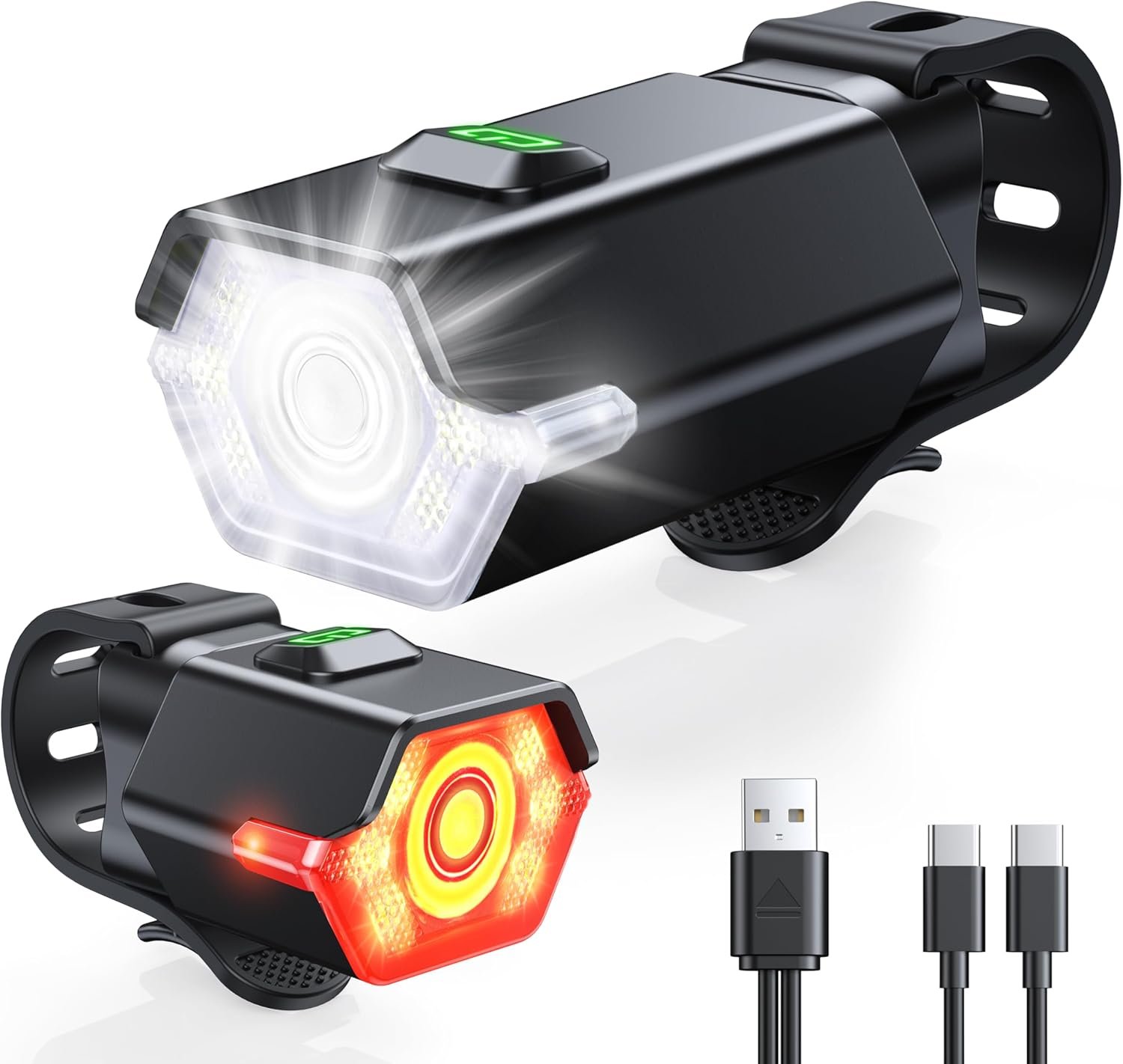 Zewdov Super Bright Bike Lights for Night Riding, Adjustable Modes Bicycle Lights Front and Rear, Rechargeable & IP65 Waterproof Bike Headlight and Taillight Set for Cycling Electronics