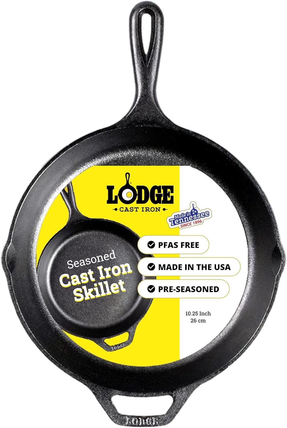 Lodge Seasoned Cast Iron Skillet 10.25 Inches – PFAS-Free, Non-Toxic Cookware – Use with an Oven, Stove, Grill, or Campfire – Naturally Non-Stick & Oven Safe | camping-cooking-utensils