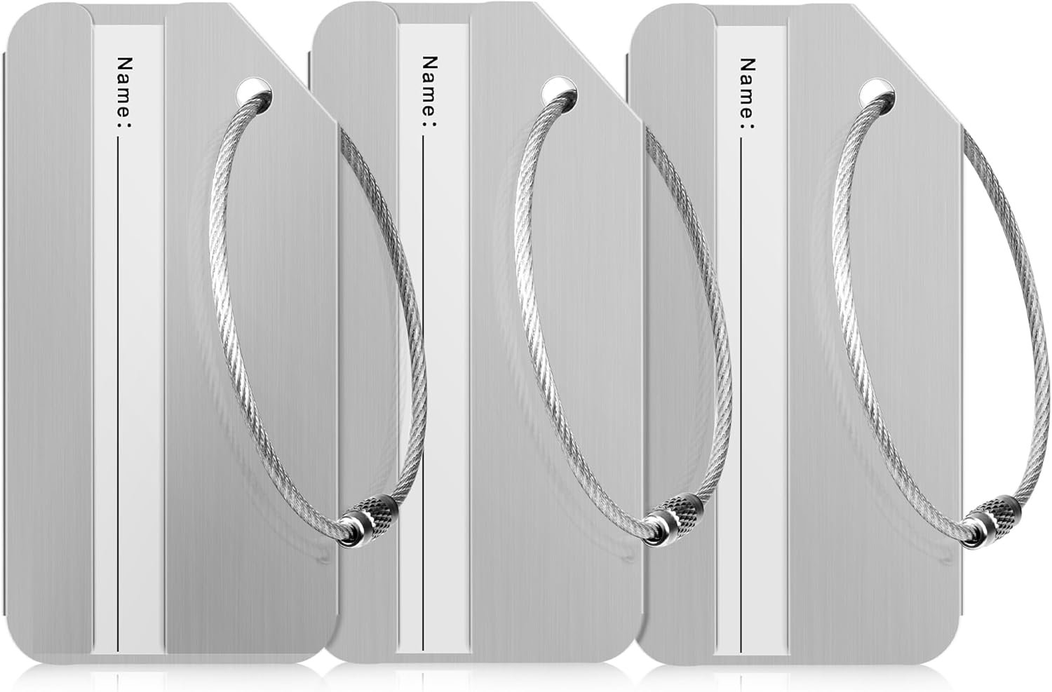 Travelambo 3 Pack Luggage Tags for Suitcases Aluminum Privacy Protection Bag Tags Luggage Identifier Travel Accessories Essentials (Silve)