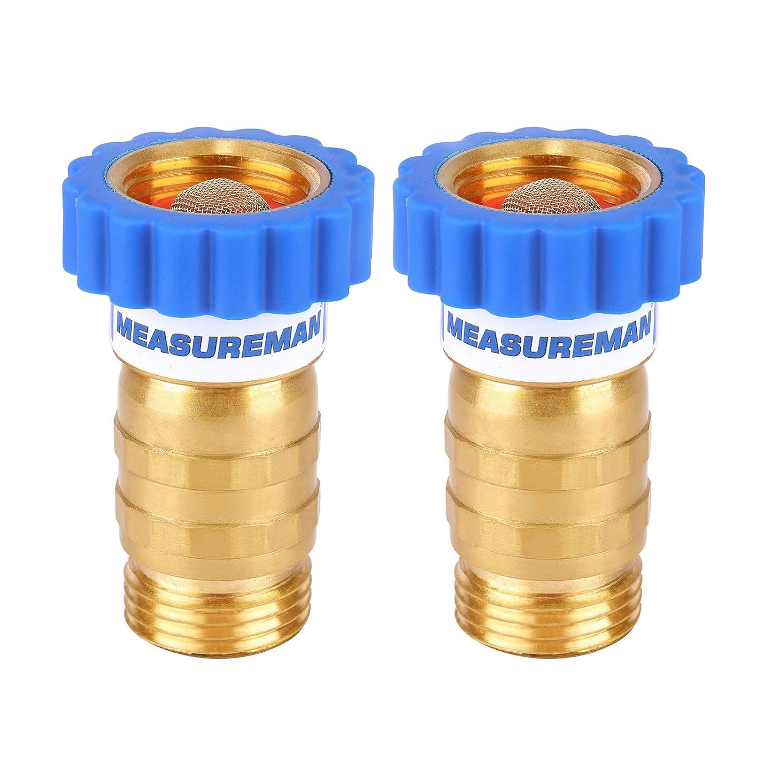 MEASUREMAN Lead-Free Brass, Water Pressure Regulator 2PC, Pressure Reducer for Camper, Trailer, RV, Garden, Plumbing System, 40-50 psi, 3/4″ Hose 2 PACK