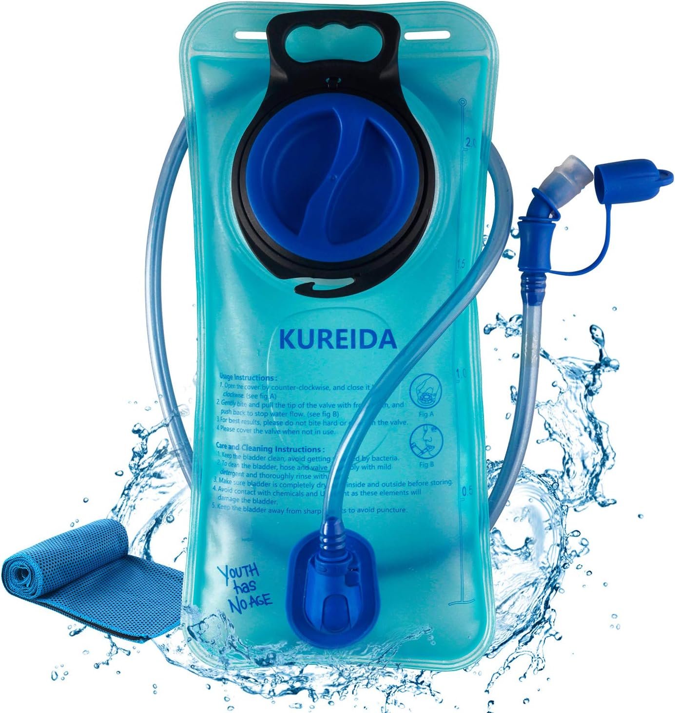KUREIDA Hydration Bladder 2L-3L,Leak Proof Water Reservoir,BPA Free,Wide Opening, Military Water Bladder Combined with Hydration Backpacks for Biking Hiking Running Camping Climbing.