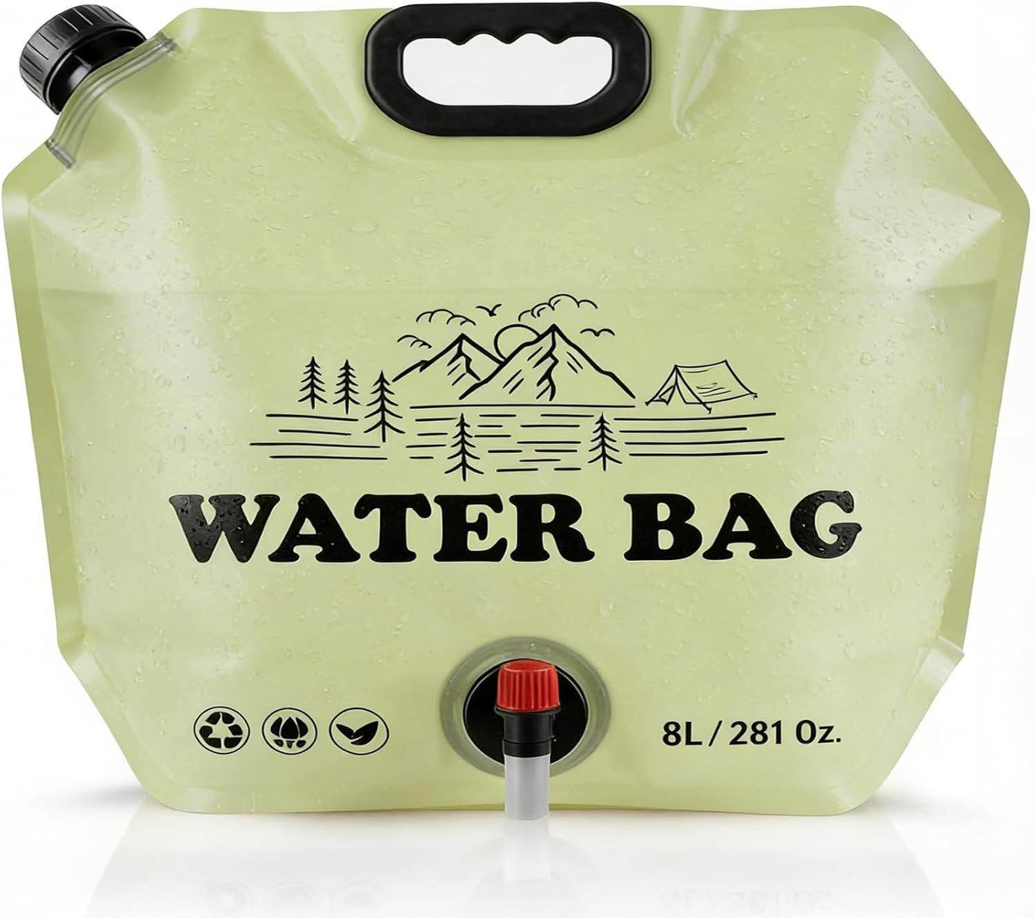 Quinnsus Collapsible Water Jug 2.1 Gallon/8L Portable Camping Water Container with Spout & Handle, Leakproof Foldable Water Bag for Camping, Outdoor Hiking, Travel and Emergency Storage