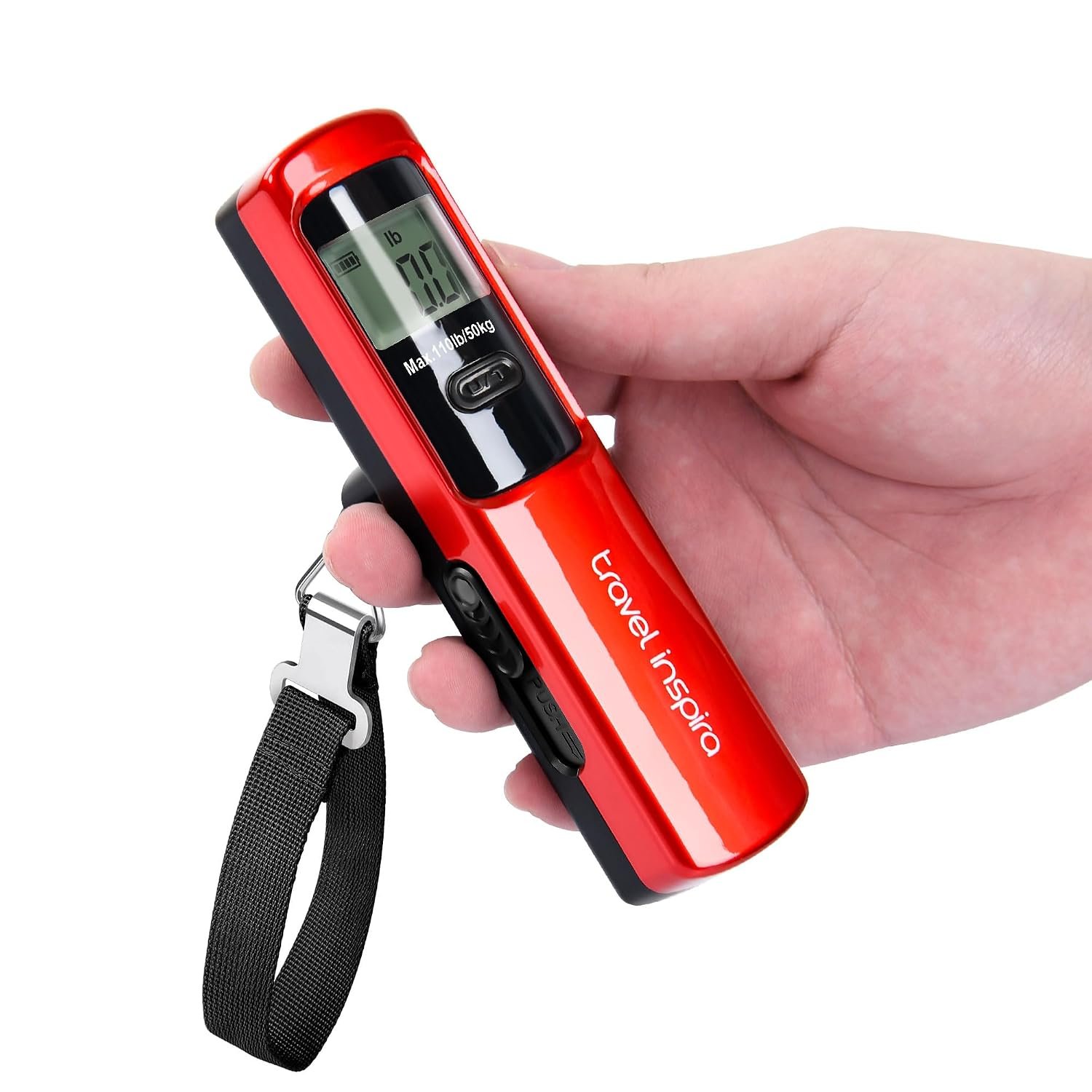 Battery-Free Luggage Scale – No Batteries Needed, Portable Digital Hanging Suitcase Weight Scale for Air Travel & Checked Bags, 110lb/50kg, LCD Display, Compact Travel Accessory