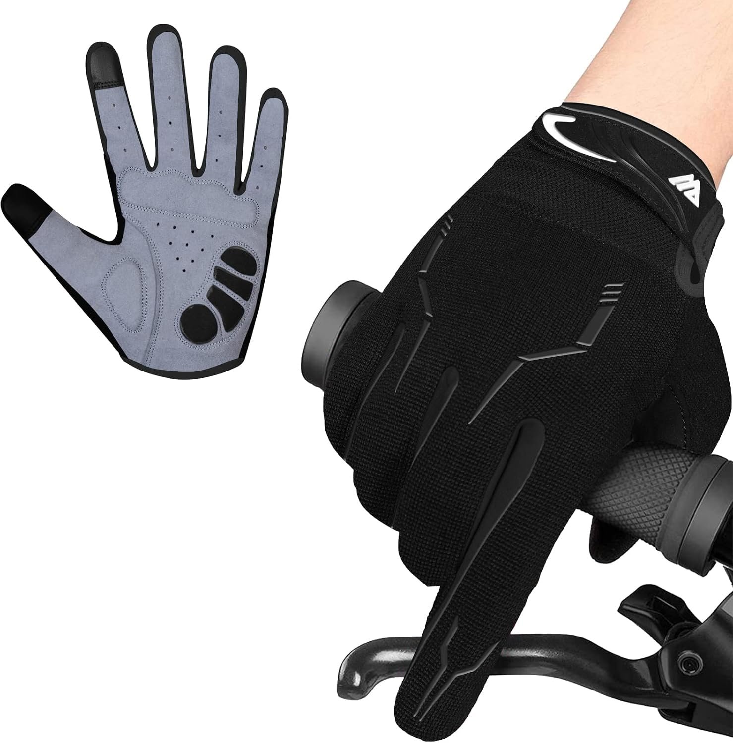 WESTWOOD FOX Cycling Gloves for Men – Full Finger BMX & Mountain Bike Gloves with Touchscreen, MTB, Padded Anti-Slip Grips for Men, Women & Wheelchairs