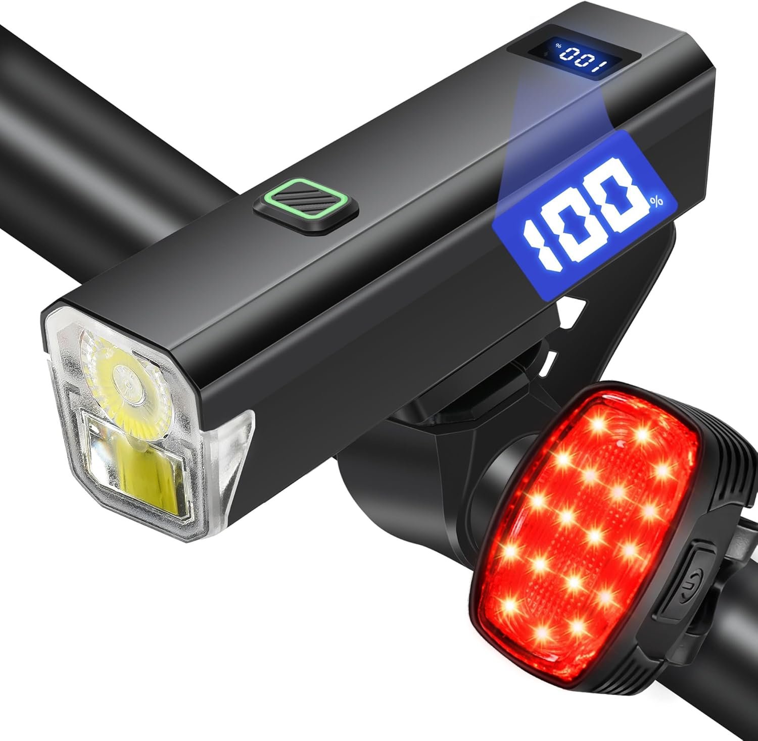 DARKBEAM 6000LM Bike Headlight USB- C Rechargeable, High Lumen Super Bright Bike Light Set for Night Riding, 12+5 Modes Waterproof Bicycle Lights for Road, Mountain, Cycling