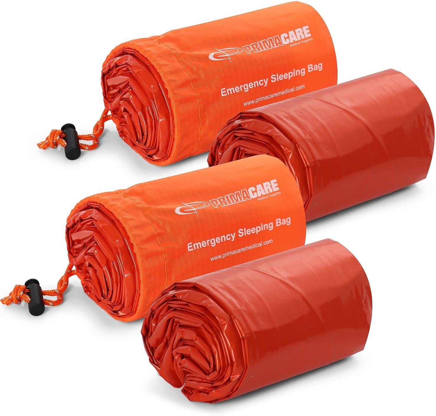 Primacare CB-3684-2 Pack of 2 Emergency Sleeping Bags for Survival, Mylar Blanket/Tent Used for Emergency, Camping, Hiking, Hunting, Outdoors, Perfect for Medical First Aid Supply Kits, Adult, Orange