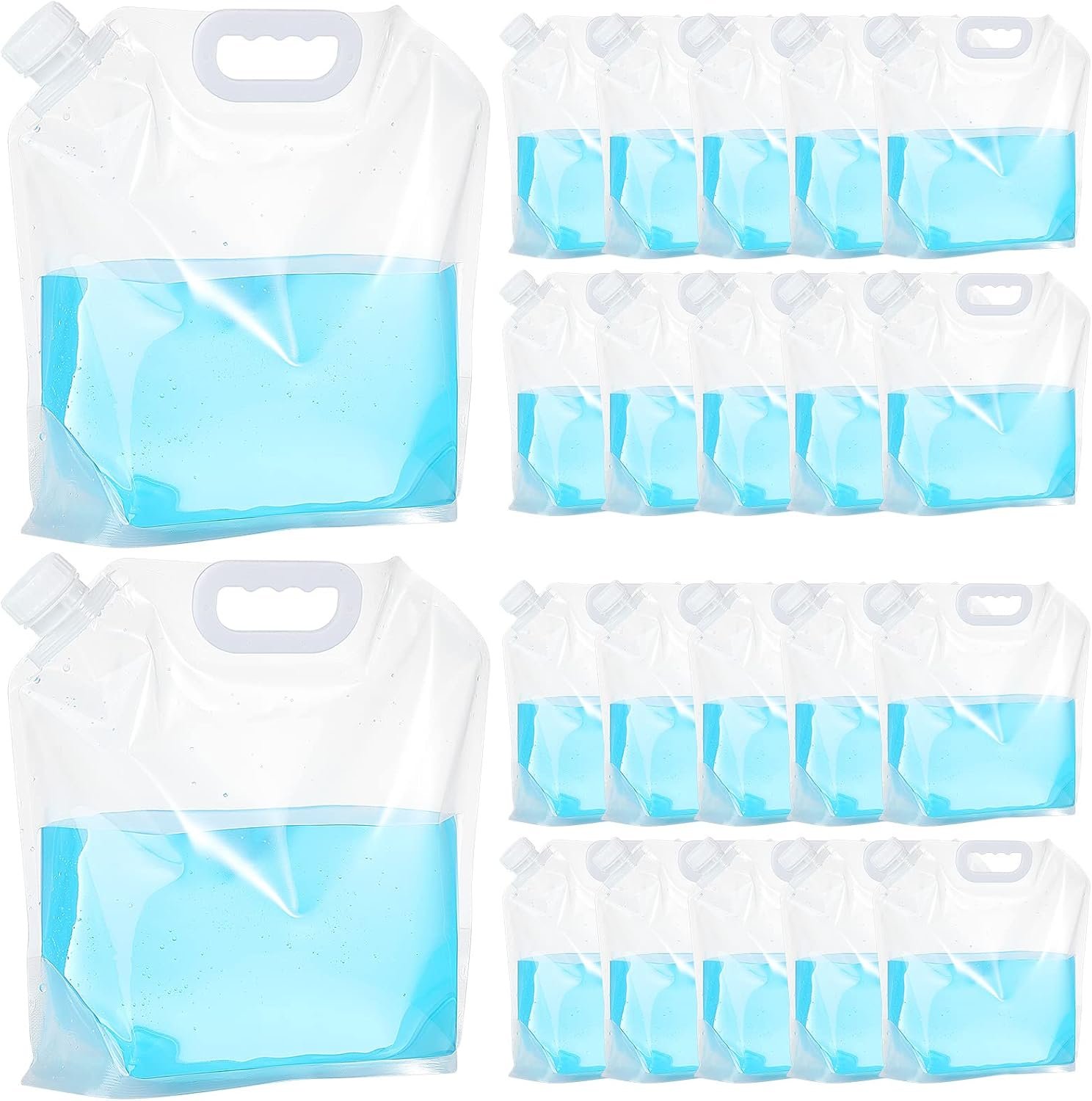 Zubebe 20 Pcs x 1.3 Gallon Water Container Bags Collapsible Emergency Container Bag 26 Gallon Freezable Bpa Free Food Grade Clear Plastic Storage Foldable Bottle for Camping Riding
