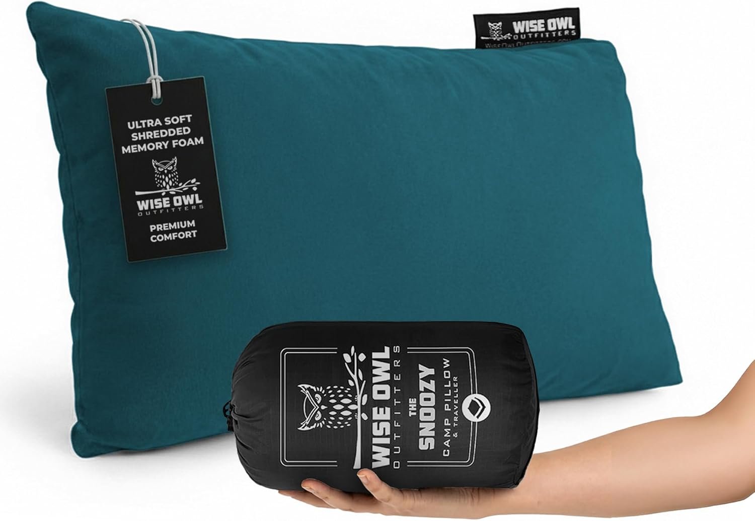 Wise Owl Outfitters Camping Pillow – Memory Foam Travel Pillow for Airplane Sleeping, Hiking, Backpacking & Outdoor Use – Small & Portable for Adults, Car, Camp & Tent