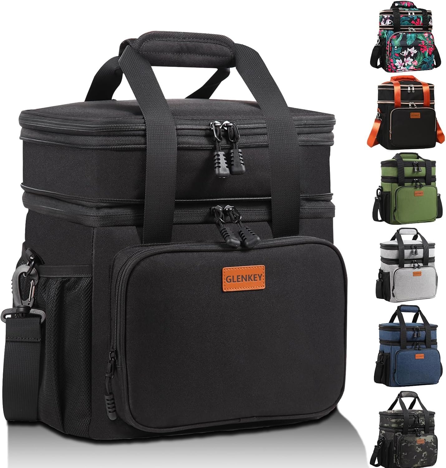 Expandable Lunch Box Cooler Bag – Insulated Soft Lunch Bag for Men Women – Large Lunchbox for Adults Work Camping Outdoor Travel Black 16L