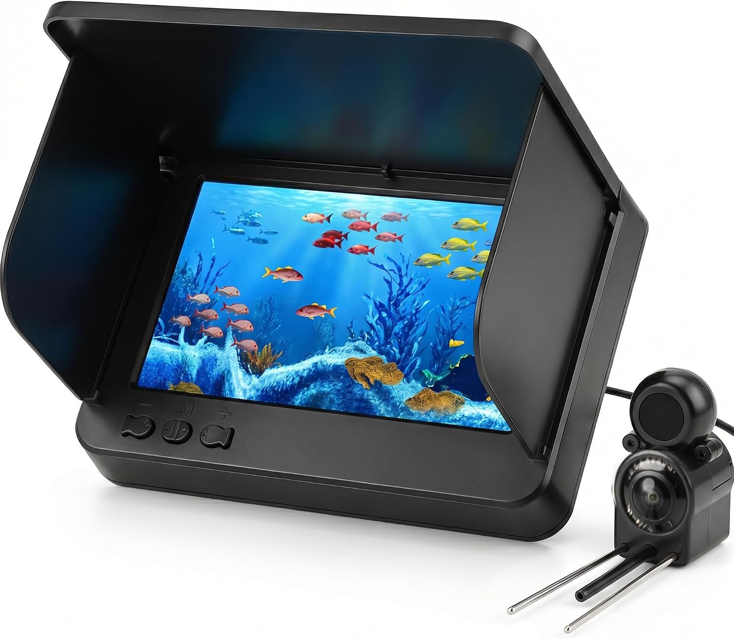 Portable Underwater Camera Fish Finder: 5 Inch IPS with 8000mAh Battery IP68 Waterproof Camera 220°Wide Angle for Lake & Murky Water | Depth Finder for Ice Fishing/Boats/Kayaks