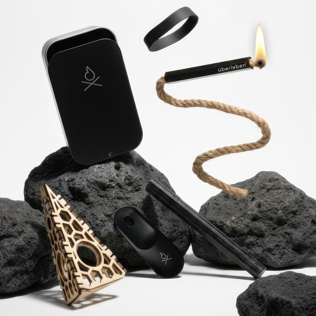 Überleben | FIREKIT Survival Fire Starter Kit – All-in-One Ferro Rod, Striker, Tinder Wick & Bellow – Waterproof Camping Essentials