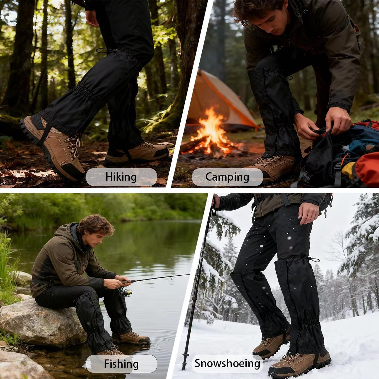 DZS Leg Gaiters,Waterproof,Lightweight, Ideal for Hiking, Skiing, Climbing & Hunting Adventures, Adjustable Snow Boot Gaiters,Unisex Leg Guards for Men & Women