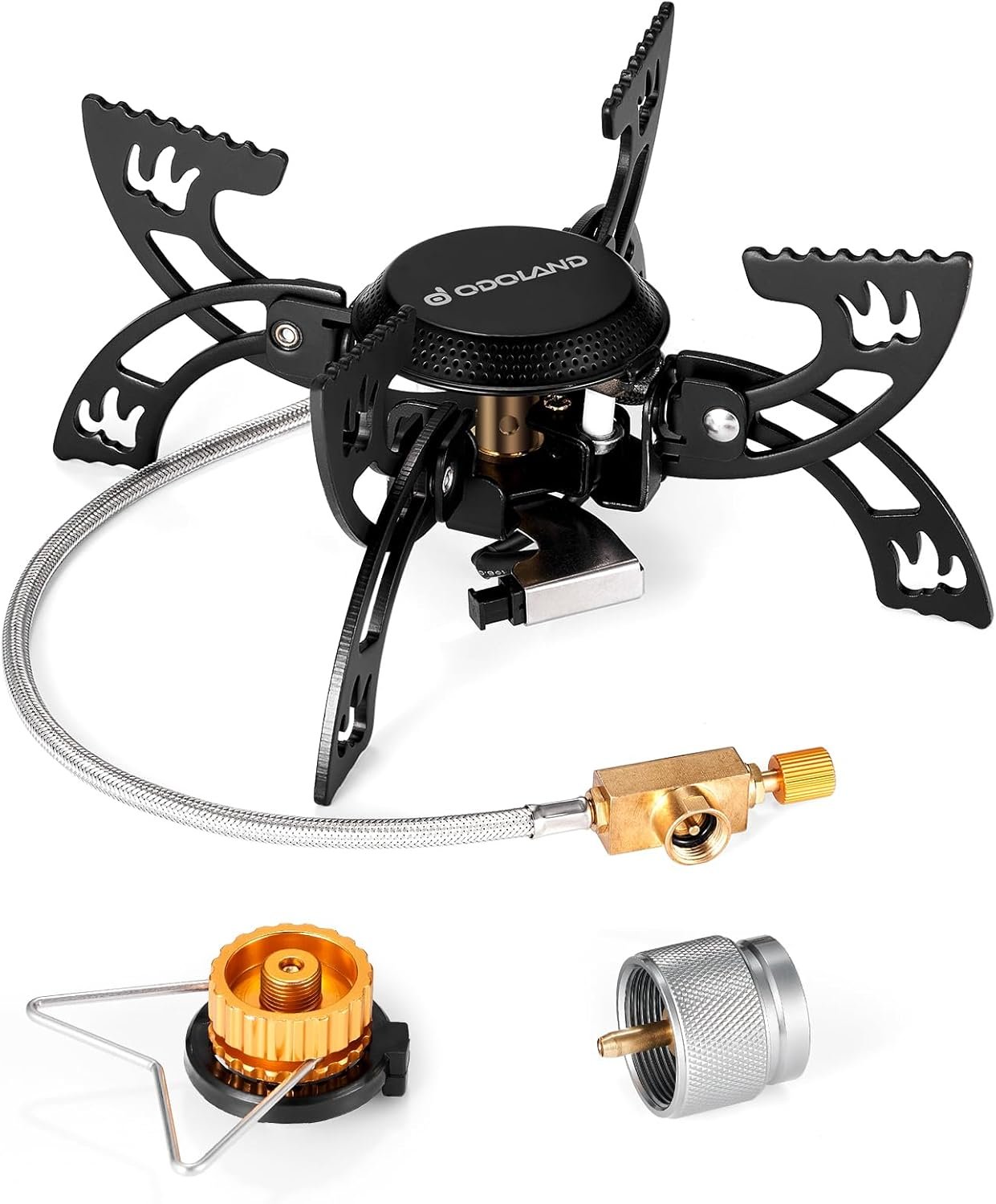 Odoland 3800W Portable Camping Stove Lightweight Gas Stove Collapsible Backpacking Stove with EVA Box Compatiable with Three Kinds of Gas Canister for Outdoor Camping Cooking Hiking and Picnic