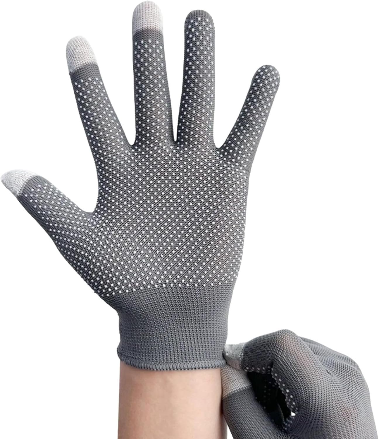Sun Protection Touch Screen Gloves, Anti-Slip Thin Breathable Summer Sports Gloves for Men Women Outdoor Climbing Hiking Riding, Suitable for Electric Bike, Large, Grey
