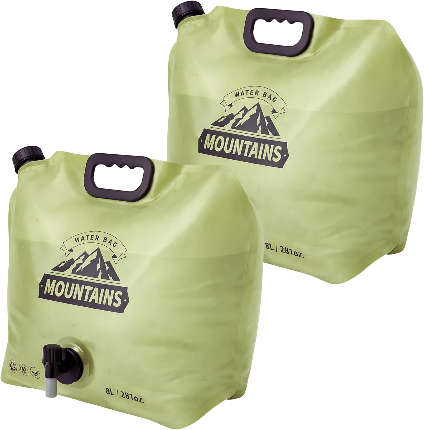 Camping Water Container 2 Gallon Collapsible Water Jug with Spout – Reusable Plastic Flasks, Foldable Empty Gallon Jug for Water Storage, Water Bag for Outdoor Hiking Emergency Prep (2 Pack)