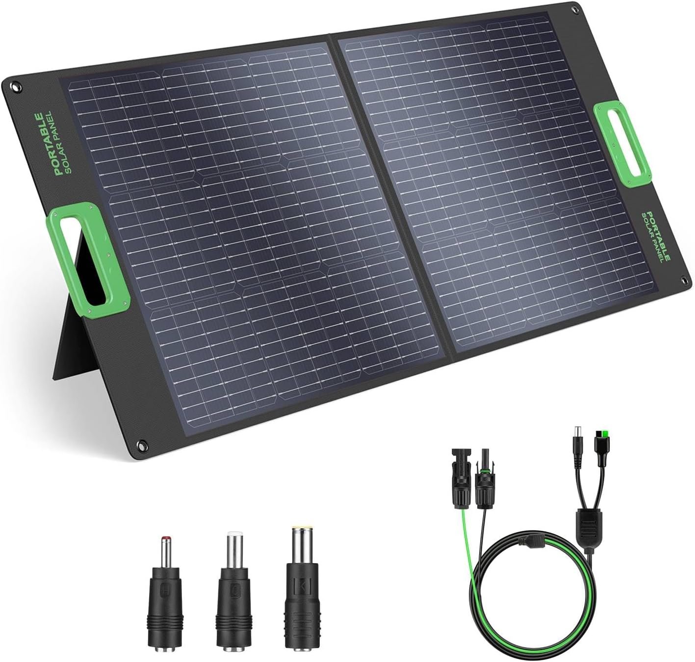 100W Portable Solar Panel for Power Station Generator, 20V Foldable Solar Cell Solar Charger with High-Efficiency Battery Charger for Outdoor Camping Van RV Trip
