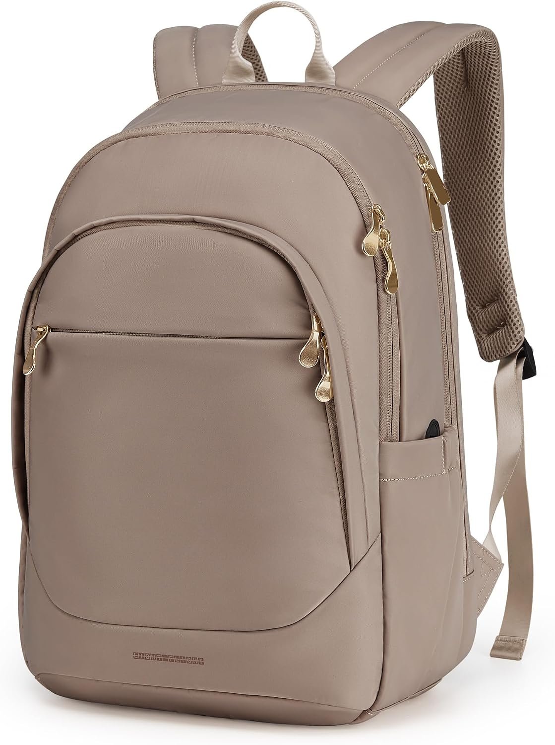 LIGHT FLIGHT Travel Laptop Backpack Women, 17.3 Inch, Champagne | USB Charging Hole, Water Resistant, College Bookbag, Computer Backpack for Work