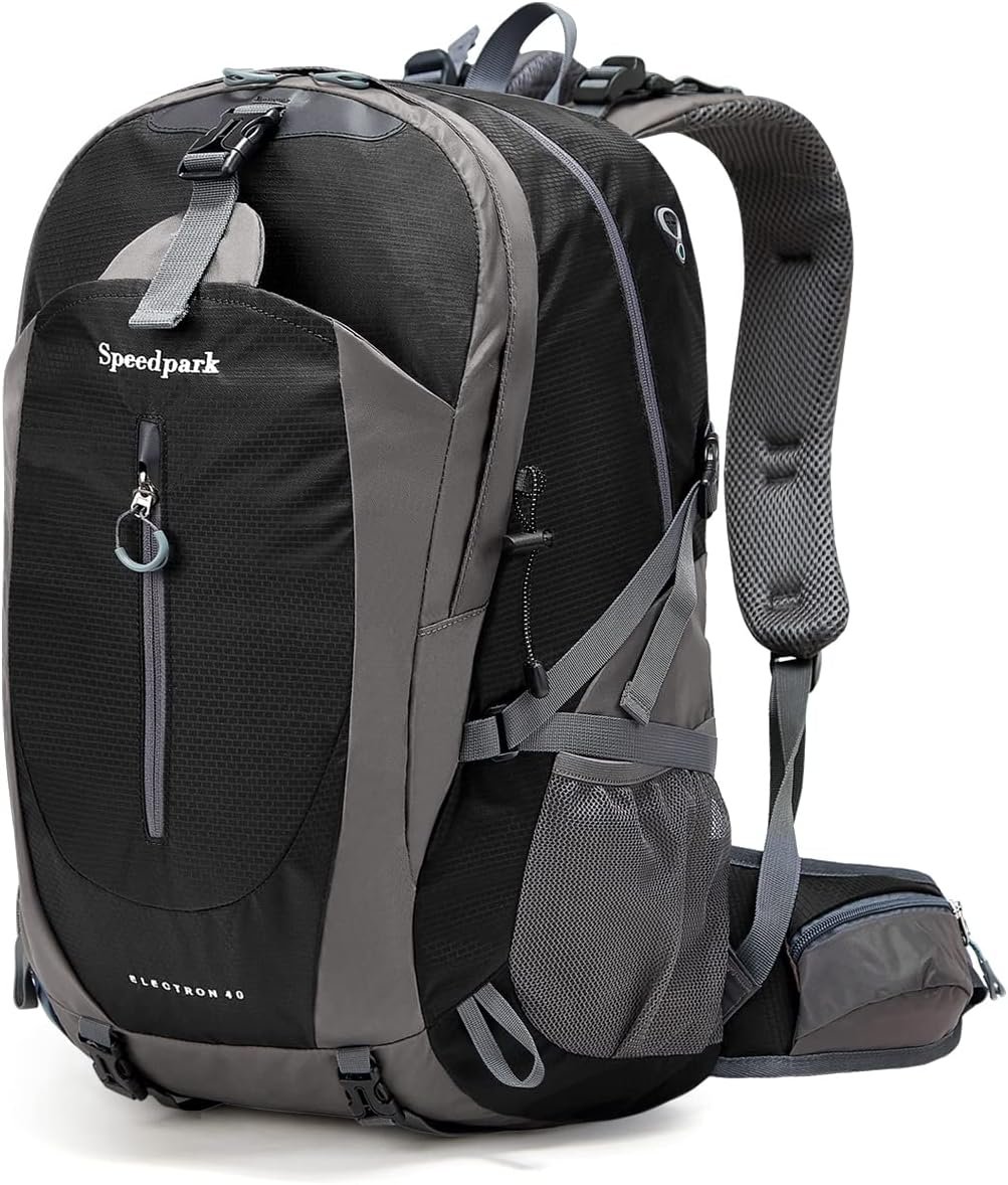 SPEEDPARK Hiking Backpack 40L Waterproof Hiking Daypack with Rain Cover, Outdoor Trekking Travel Backpacks for Men Women