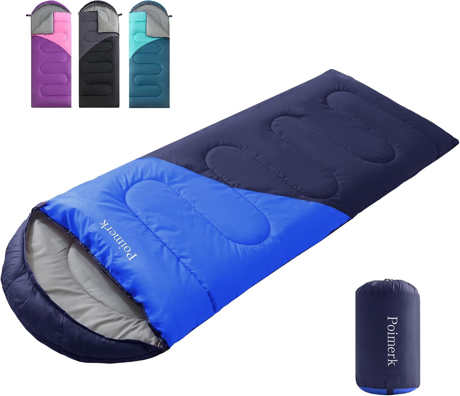 Lightweight Compact Sleeping Bag for Adults & Kids Camping Backpacking Warm | 3lb, packs 8″x14″. Left-zip pairs with Right-zip to make a double. 50–68°F for 3-season. Hooded envelope. Machine washable.