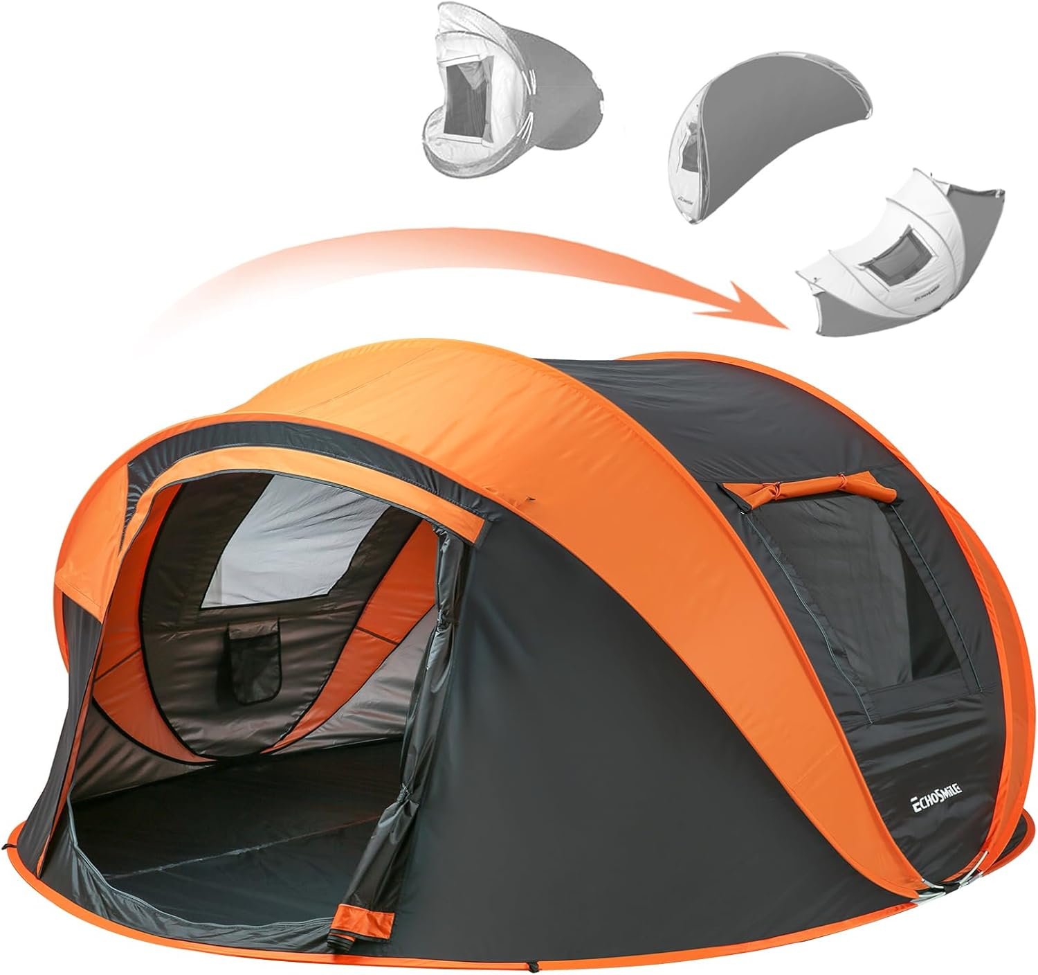 EchoSmile Pop Up Camping Tent, 2/4/6 Person Easy Setup Tent, Water Resistant Dome, Portable with Carry Bag