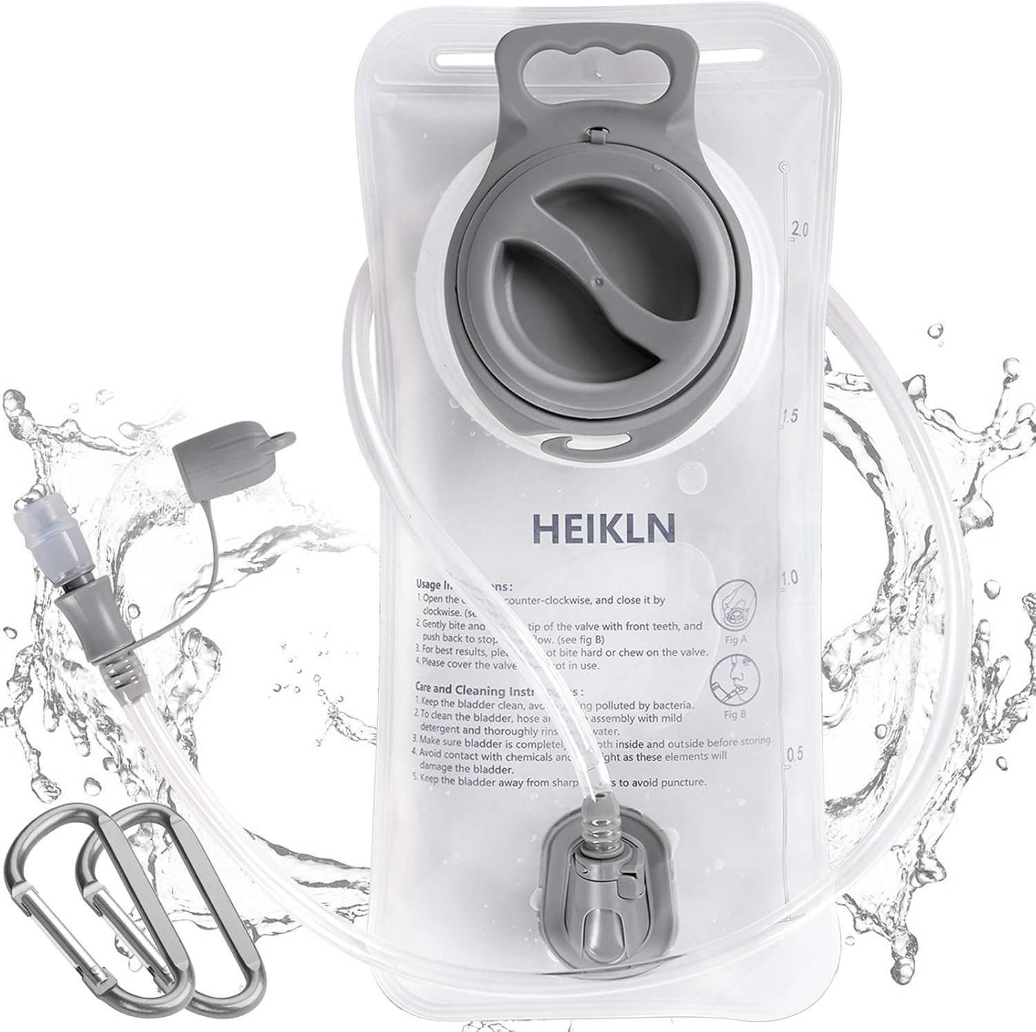 HEIKLN Hydration Bladder 1.5L-2L-2.5L-3L,Leak Proof Water Reservoir, BPA Free Military Water Storage Bladder Bag Hydration Pack Replacement Easy Clean for Bicycling Hiking Camping Hunting Running