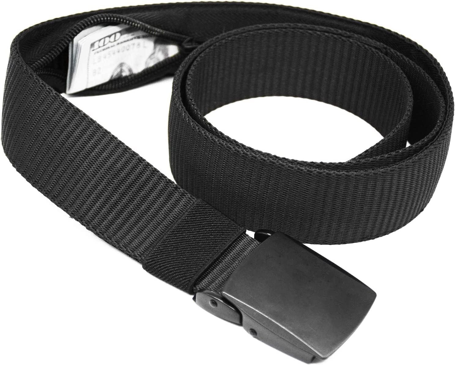 Money Belts for Travel for Men, Nylon Military Tactical Mens with Zinc Alloy Buckle, Security Money Belt with Hidden Money Pocket – Black