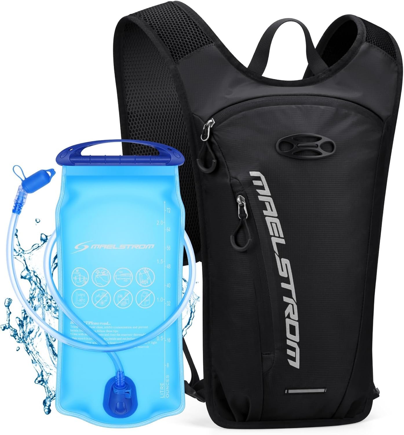 Maelstrom Hydration Backpack, Hiking Backpack with 2L Water Bladder, Running Hydration Vest for Cycling Hiking Rave for Men Women