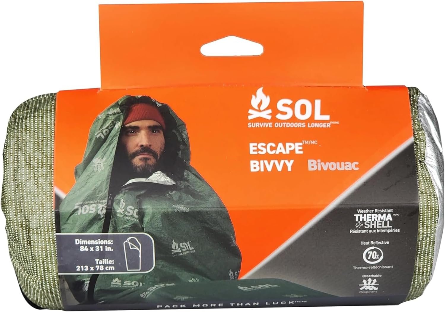 SOL Escape Bivvy with Hood – Emergency Preparedness Blanket – Reflects Up to 70% Body Heat – Outdoor Survival Bivvy – Water Resistant – Durable & Breathable – Winter Camping Supplies – Green