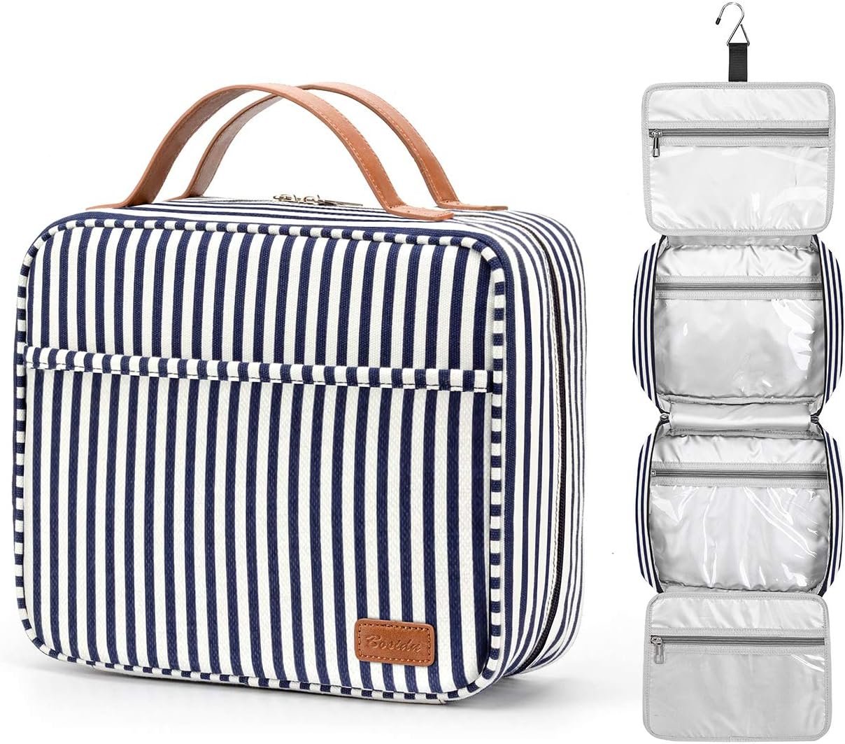 Bosidu Hanging Travel Toiletry Bag,Large Capacity Cosmetic Travel Toiletry Organizer for Women with 4 Compartments & 1 Sturdy Hook,Perfect for Travel/Daily Use/Christmas