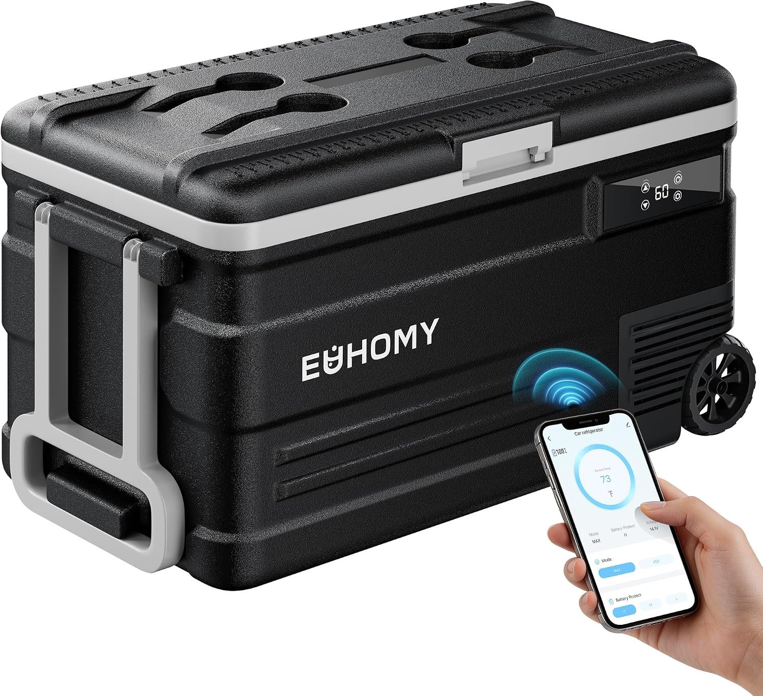 EUHOMY 12 Volt Refrigerator, 80QT(75L) 12V Fridge, Electric Cooler APP Control, Car Fridge 12/24V DC 100-240V AC, Car Refrigerator 0℉~68℉, 12 Volt Cooler for Camping, Trip, Truck, Boating, Outdoor