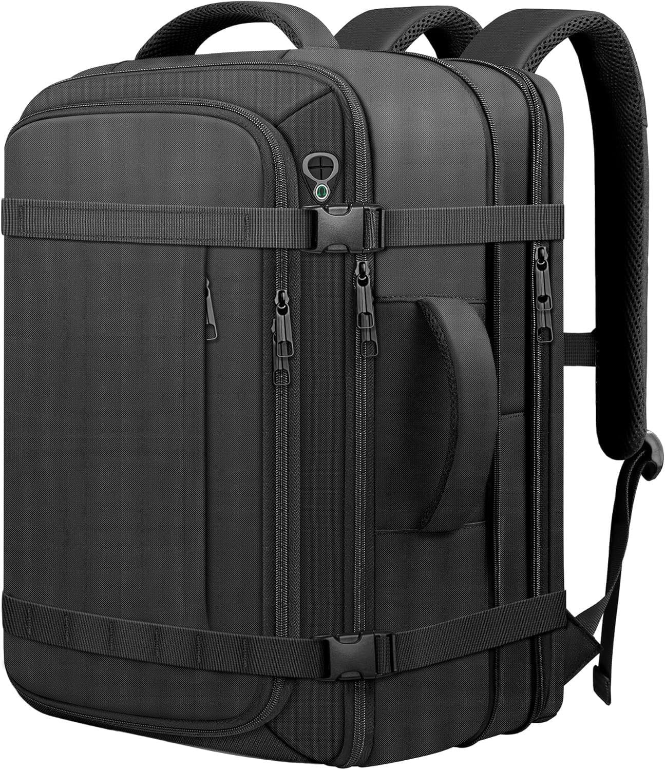 Ample Space Travel Backpack with LifetimeWarranty,Expandable Carry on Backpack with Cable Access Port,Fits 17.3″Laptop Notebook,Water Resistant Weekender Backpack Business Trips,Daily Travel,Black