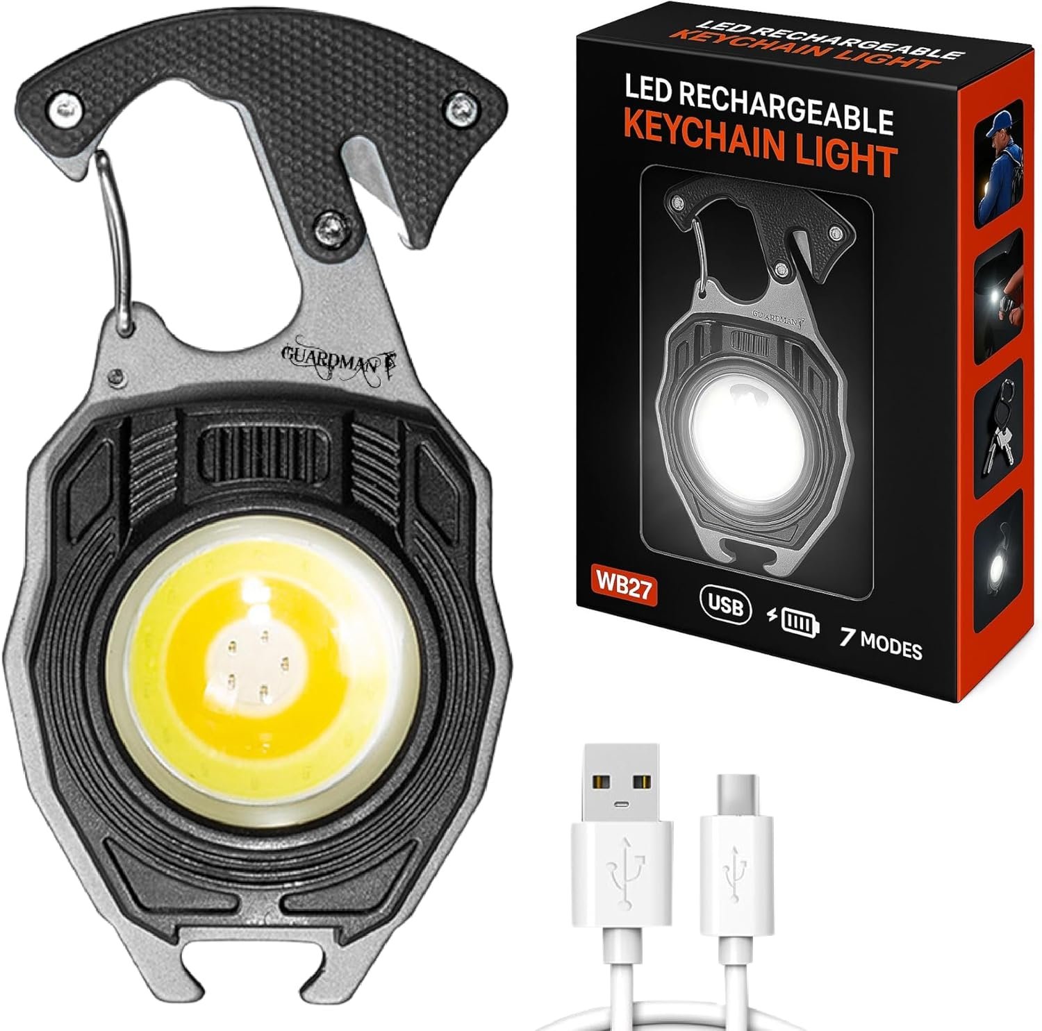 Father’s Day Gift for Dad – LED Flashlight Multitool Keychain with Magnet, EDC Emergency Tool, Carabiner, Bottle Opener, Screwdriver, Camping & Survival Gear for Men